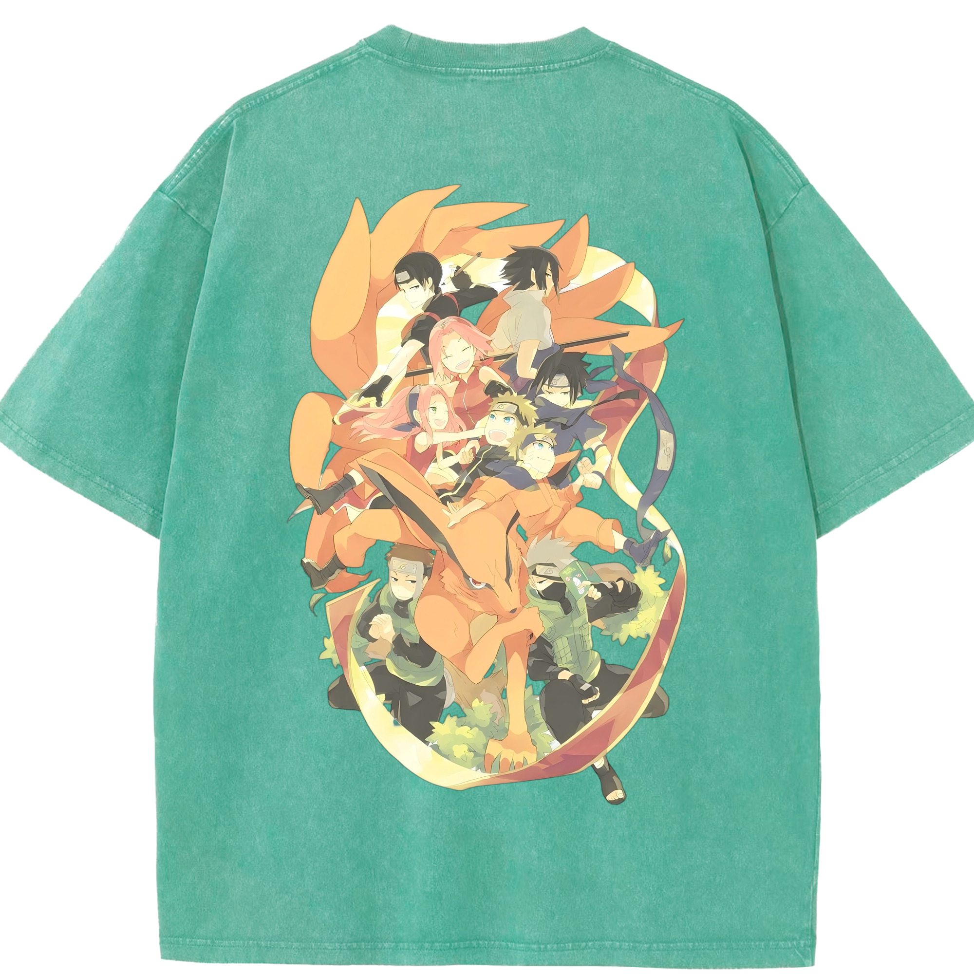 （画像用） NARUTO -ナルト- うずまき ナルト Uzumaki Naruto 綿100% ヴィンテージ風 半袖Tシャツ（背面プリント）
